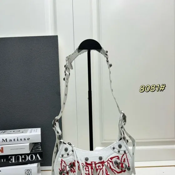 Balenciaga Le Cagole White with red graffiti print 26x16x10cm shoulder Premium Replica