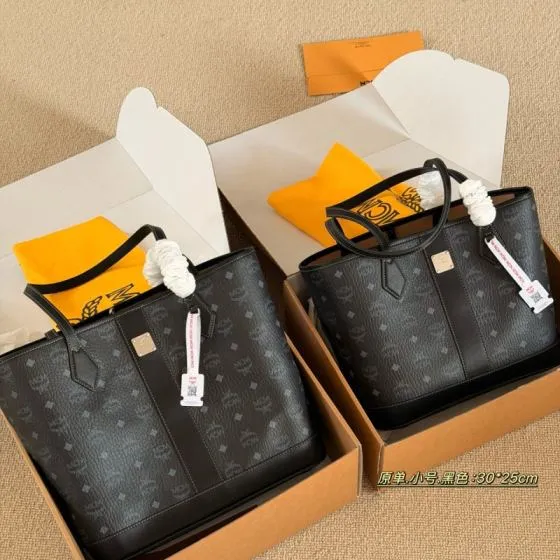MCM Toni Black Visetos small 30 25cm medium 34 30cm tote AAA Quality Replica