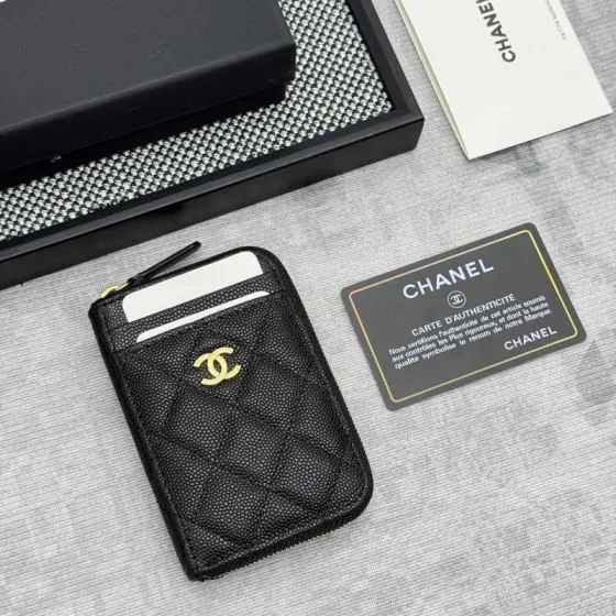 Chanel Black caviar leather card holder Top Quality Replica
