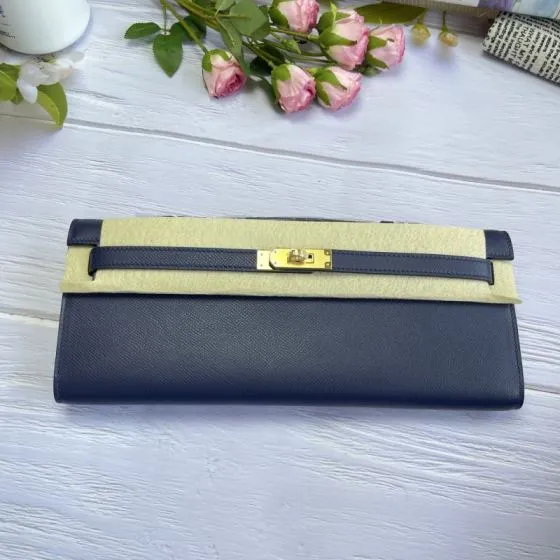 Hermes Kelly Cut Blue Epsom 31 evening Top Quality Replica