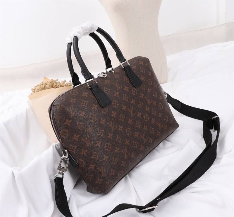 Louis Vuitton Monogram with Black leather trim 37x28x6cm work — Premium Replica