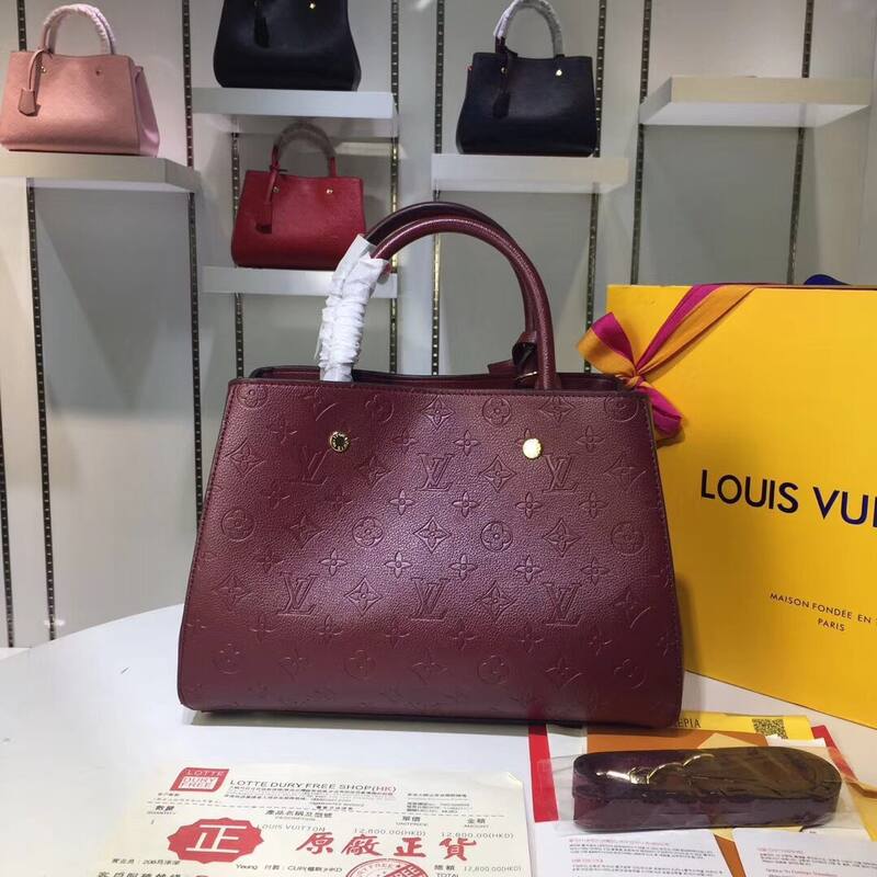 Louis Vuitton M41046 Monogram Empreinte Burgundy 33x23x15cm work — AAA Quality Replica