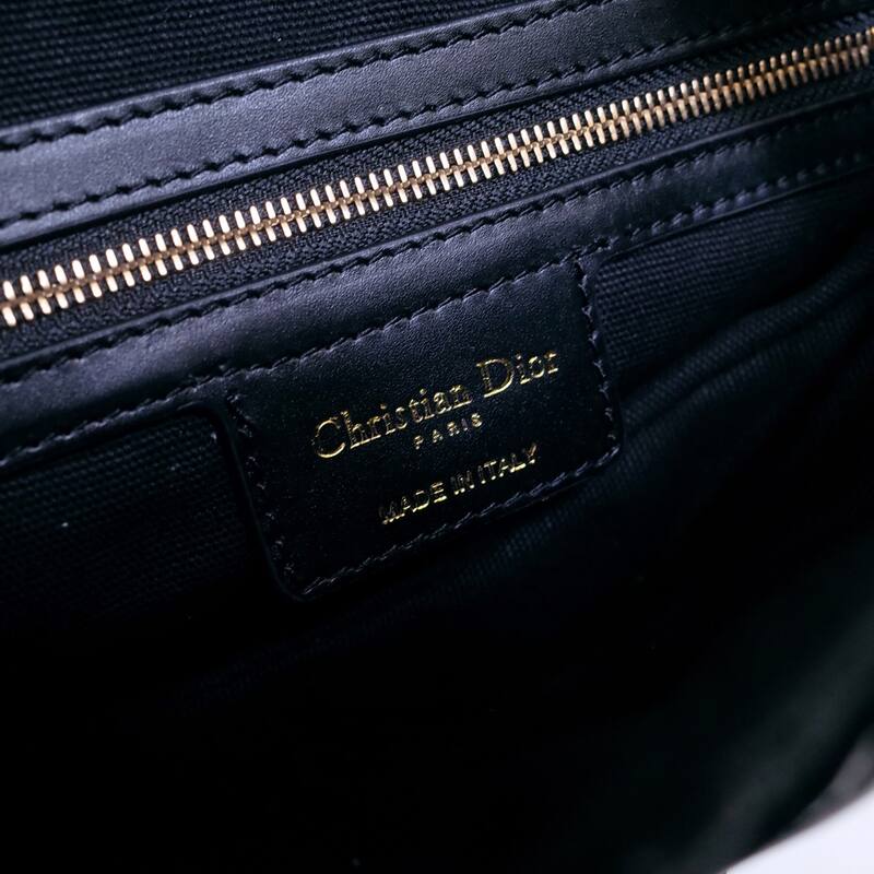 Dior Dark navy blue oblique canvas with black leather and gold hardware shoulder — 1:1 Replica