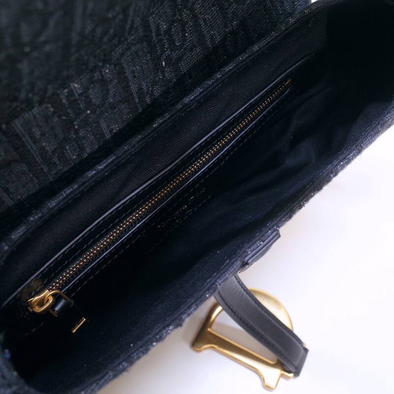 Dior Dark navy blue oblique canvas with black leather and gold hardware shoulder — 1:1 Replica