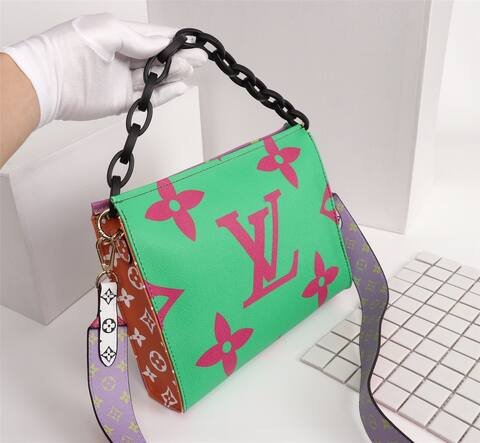 Louis Vuitton Green and Pink Monogram 25x20x5cm shoulder Premium Replica