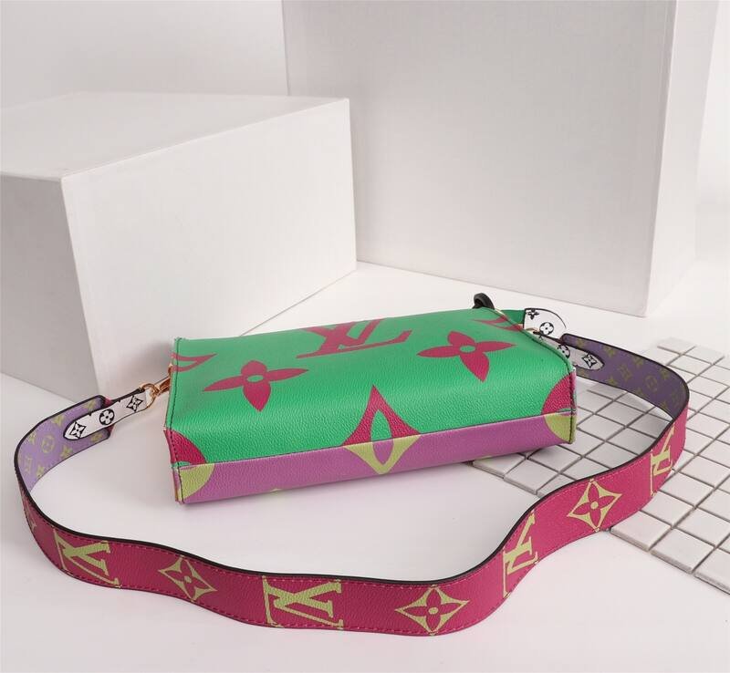 Louis Vuitton Green and Pink Monogram 25x20x5cm shoulder — Premium Replica