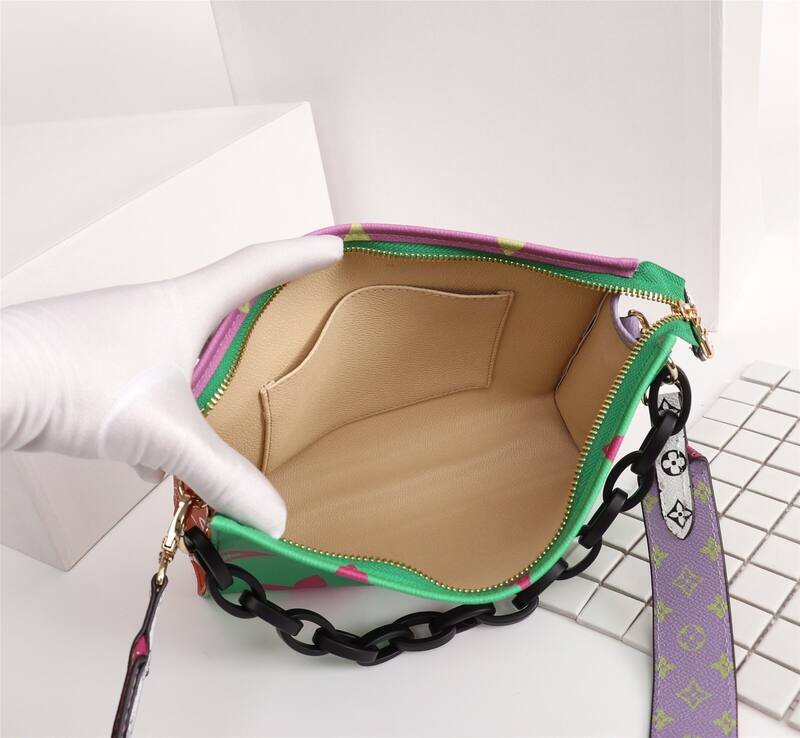 Louis Vuitton Green and Pink Monogram 25x20x5cm shoulder — Premium Replica