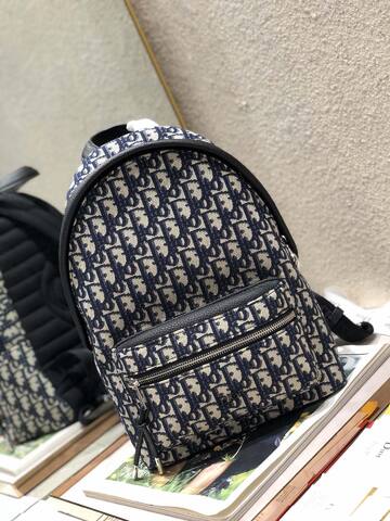 Dior Oblique backpack Blue Oblique everyday AAA Quality Replica