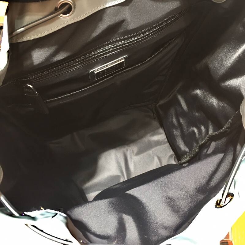 Prada Nylon black and gray with brown leather accents 27x45x17cm backpack — Top Quality Replica