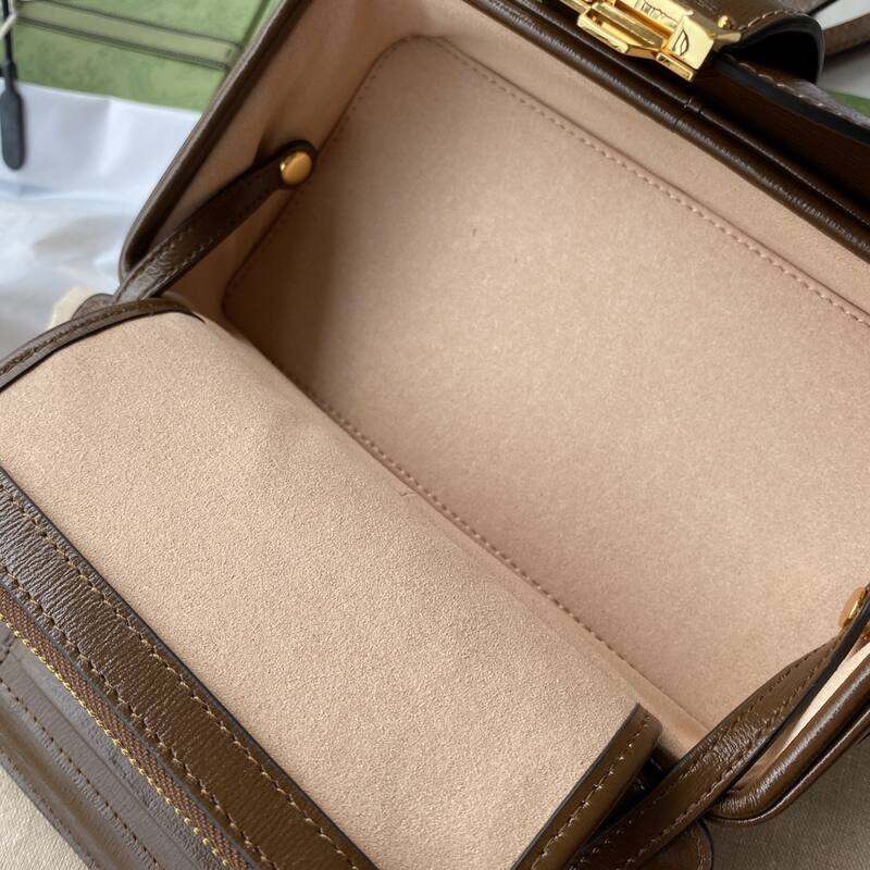 Gucci GG Supreme Beige Ebony with Brown Leather shoulder — 1:1 Replica