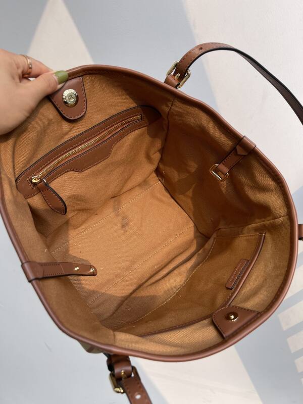 Burberry Haymarket Check Brown Leather Trim 28x26x16cm tote — AAA Quality Replica