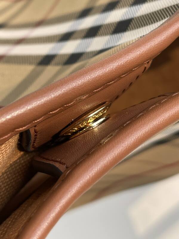 Burberry Haymarket Check Brown Leather Trim 28x26x16cm tote — AAA Quality Replica