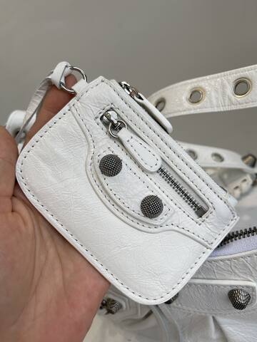 Balenciaga Le Cagole White crinkled leather 26x14cm crossbody bag Top Quality Replica