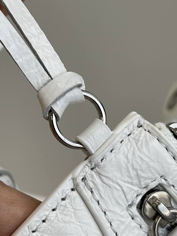 Balenciaga Le Cagole White crinkled leather crossbody bag — Top Quality Replica