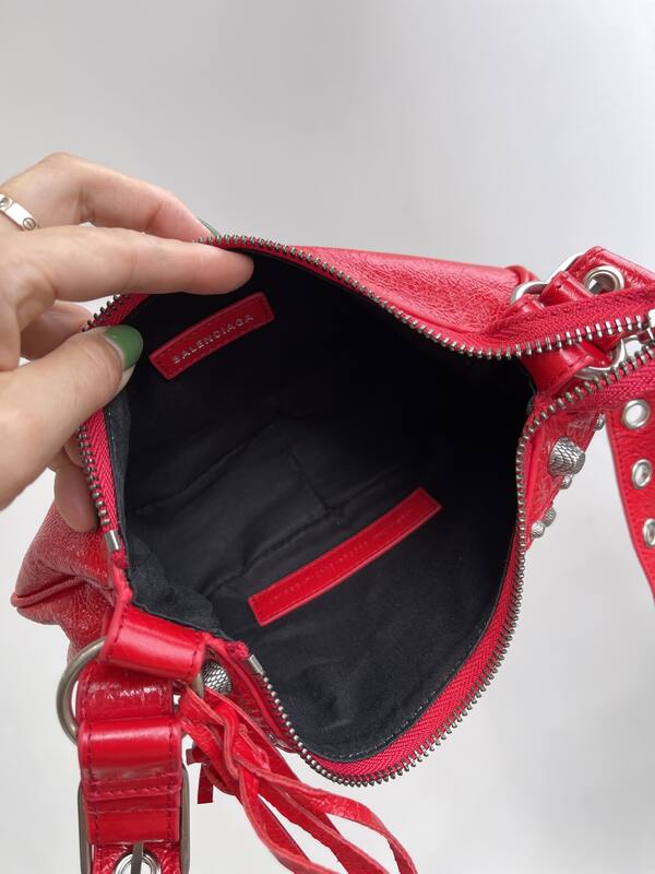 Balenciaga Le Cagole Red crinkled leather 26X16X10cm crossbody — Top Quality Replica