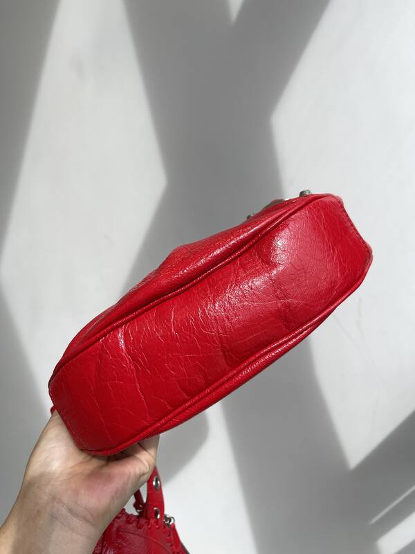 Balenciaga Le Cagole Red crinkled leather 26X16X10cm crossbody — Top Quality Replica