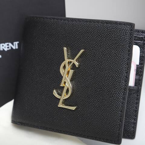Yves Saint Laurent Monogram wallet Black 11x18x2cm everyday Top Quality Replica