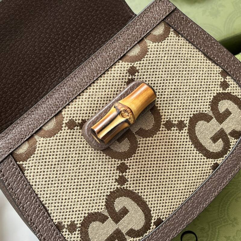 Gucci Bamboo 1947 Beige Brown GG canvas top handle — Premium Replica