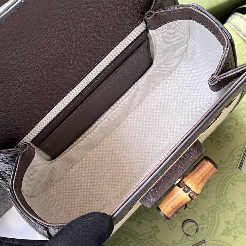 Gucci Bamboo 1947 Beige Brown GG canvas top handle — Premium Replica