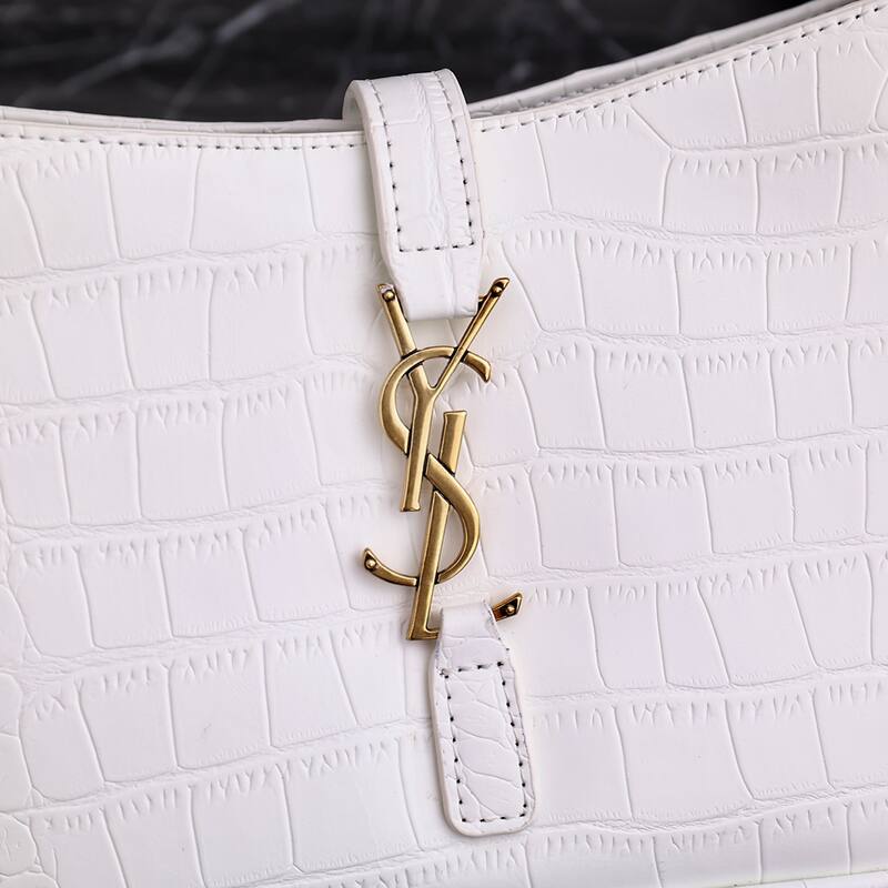 YSL 8003 White Crocodile-embossed 23x16x6 shoulder — 1:1 Replica