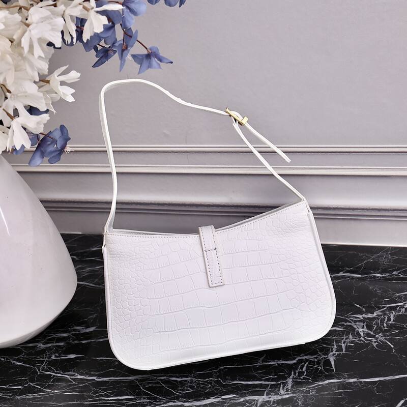 YSL 8003 White Crocodile-embossed 23x16x6 shoulder — 1:1 Replica