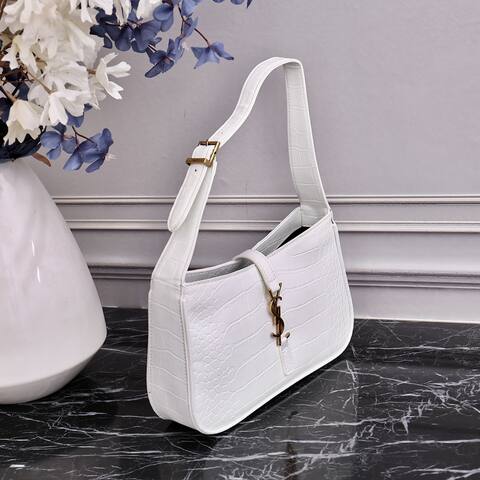 YSL 8003 White Crocodile-embossed 23x16x6 5cm shoulder 1 1 Replica