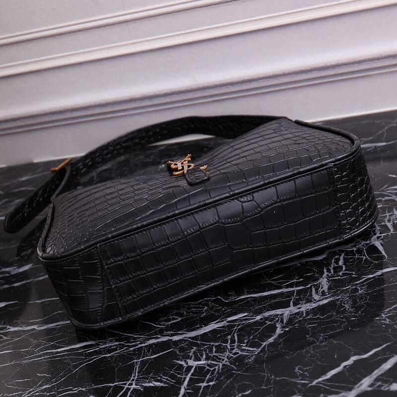 Saint Laurent Le 5 7 Black crocodile-embossed leather 23x16x6 shoulder — AAA Quality Replica