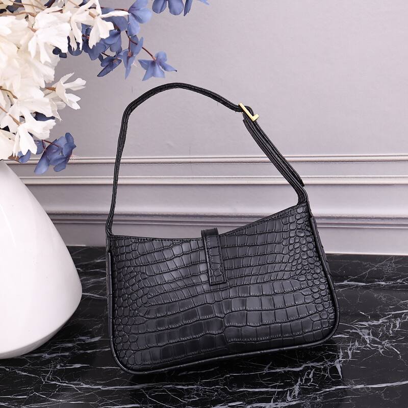 Saint Laurent Le 5 7 Black crocodile-embossed leather 23x16x6 shoulder — AAA Quality Replica