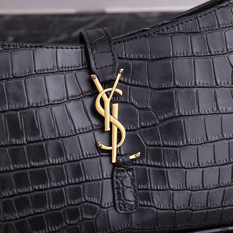 Saint Laurent Le 5 7 Black crocodile-embossed leather 23x16x6 shoulder — AAA Quality Replica