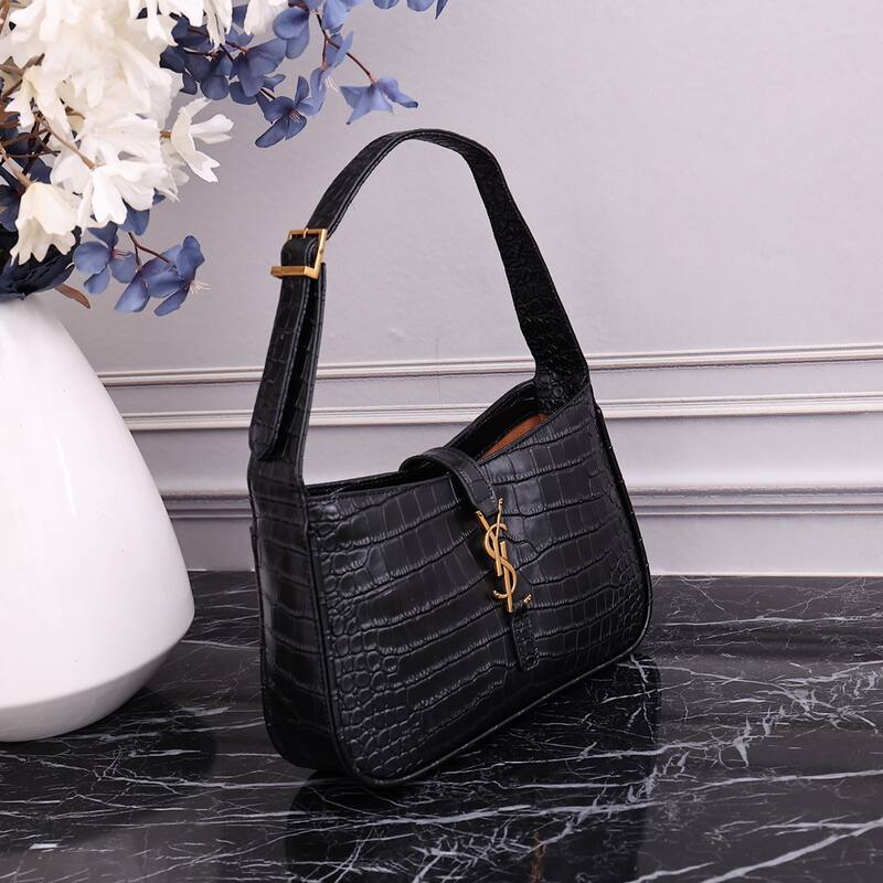 Saint Laurent Le 5 7 Black crocodile-embossed leather 23x16x6 shoulder — AAA Quality Replica
