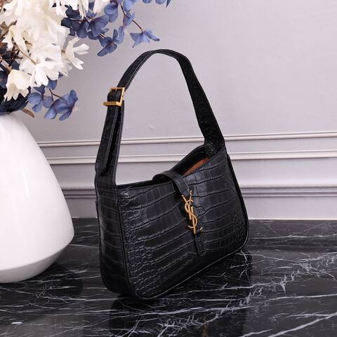 Saint Laurent Le 5 7 Black crocodile-embossed leather 23x16x6 5cm shoulder AAA Quality Replica
