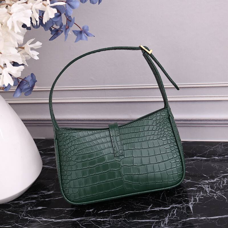 Saint Laurent Green crocodile-embossed leather 23x16x6 shoulder — AAA Quality Replica