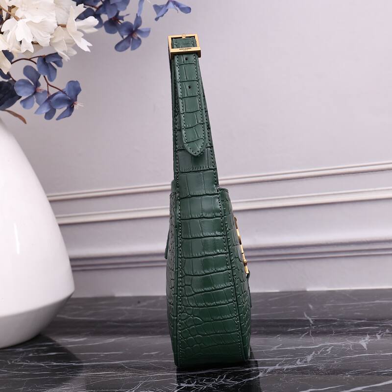 Saint Laurent Green crocodile-embossed leather 23x16x6 shoulder — AAA Quality Replica