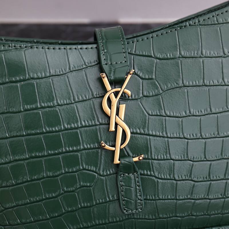 Saint Laurent Green crocodile-embossed leather 23x16x6 shoulder — AAA Quality Replica