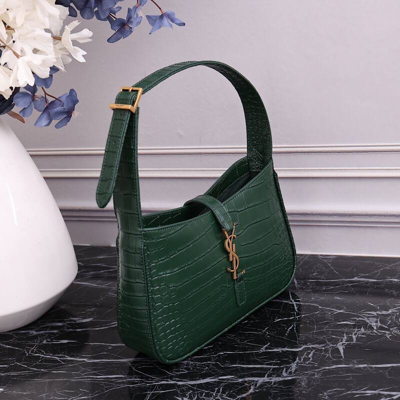 Saint Laurent Green crocodile-embossed leather 23x16x6 shoulder — AAA Quality Replica