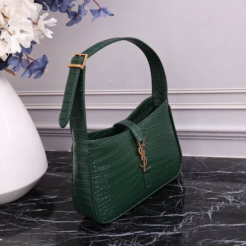 Saint Laurent Green crocodile-embossed leather 23x16x6 5cm shoulder AAA Quality Replica