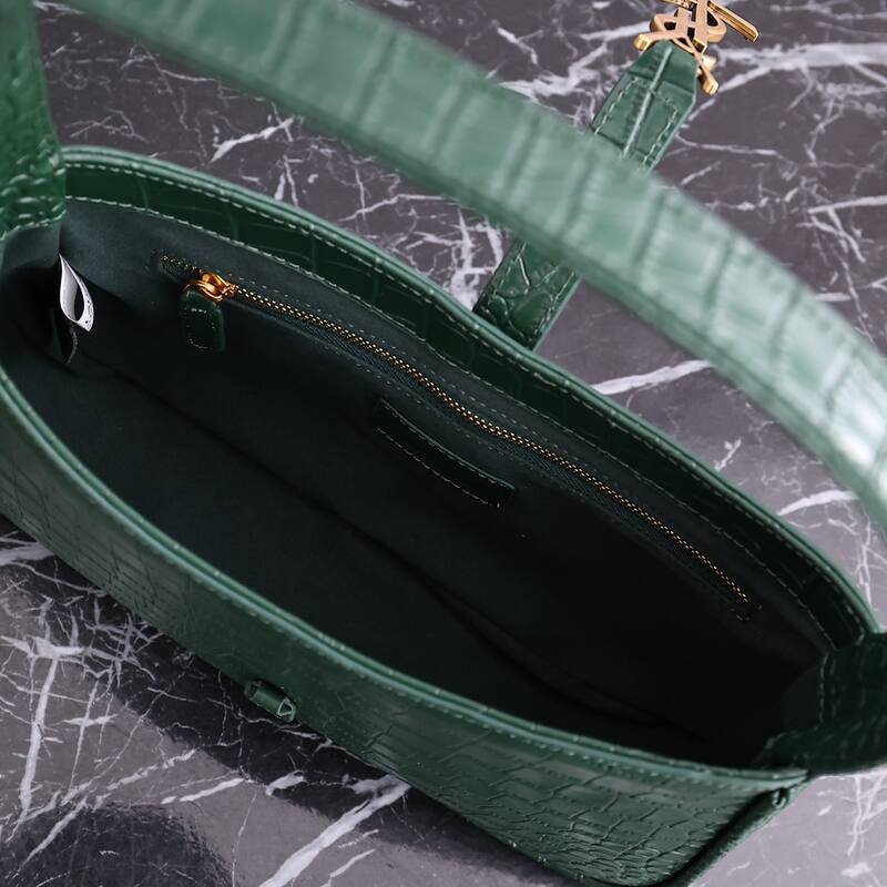 Saint Laurent Green crocodile-embossed leather 23x16x6 shoulder — AAA Quality Replica