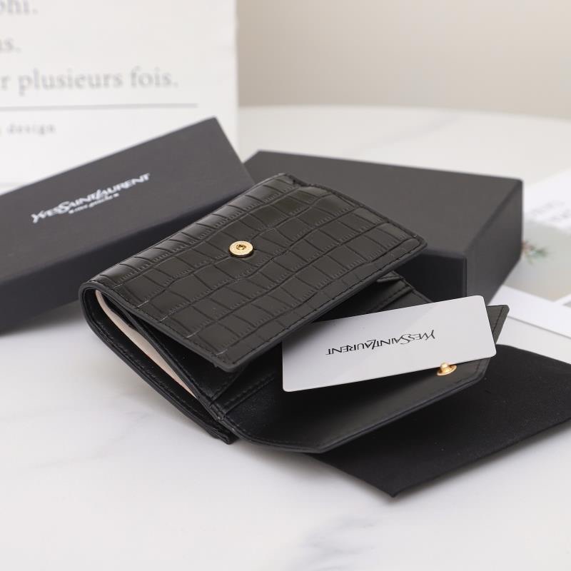 Saint Laurent Monogram Black croc-embossed 12 5x10x2 wallet — AAA Quality Replica