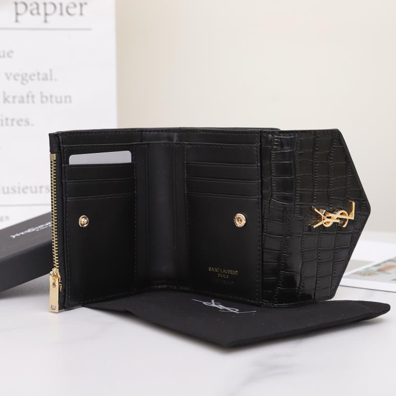 Saint Laurent Monogram Black croc-embossed 12 5x10x2 wallet — AAA Quality Replica