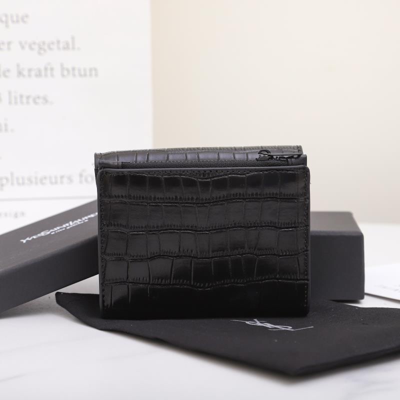 Saint Laurent Monogram Black crocodile-embossed 12 5 10 2 wallet — Top Quality Replica