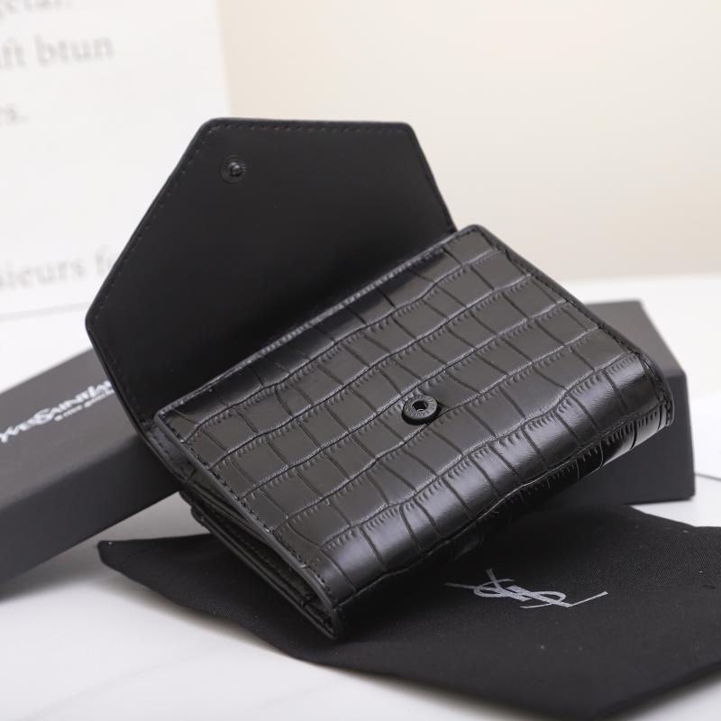 Saint Laurent Monogram Black crocodile-embossed 12 5 10 2 wallet — Top Quality Replica