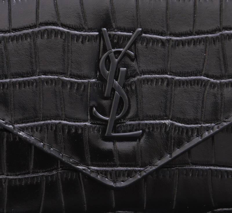 Saint Laurent Monogram Black crocodile-embossed 12 5 10 2 wallet — Top Quality Replica