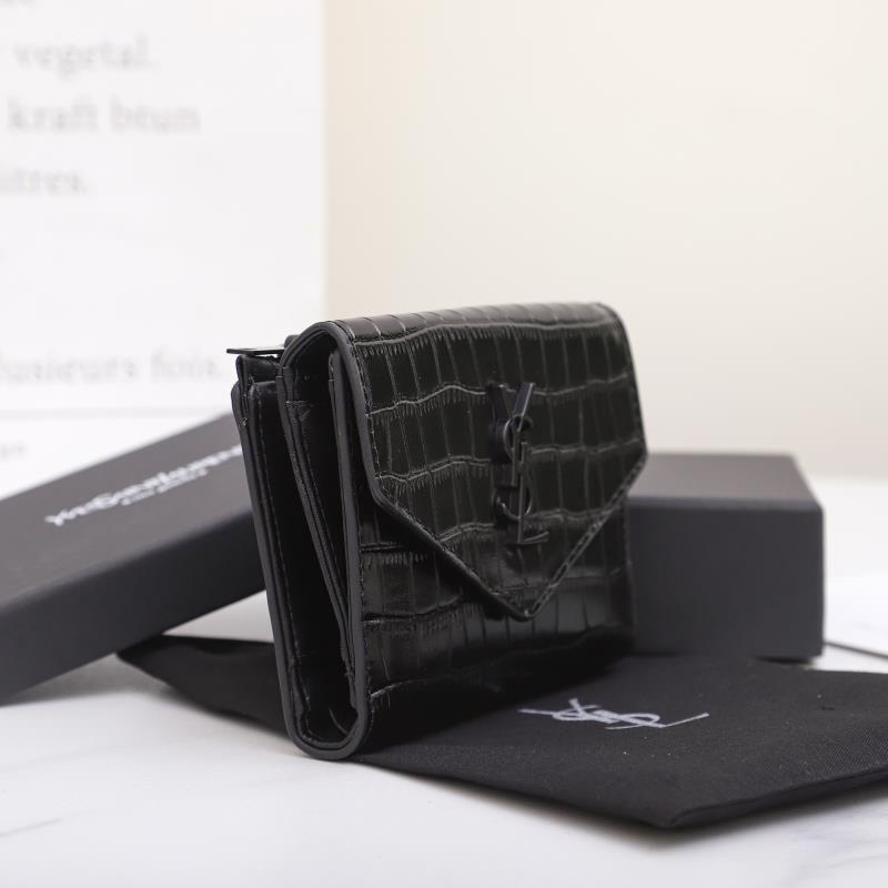 Saint Laurent Monogram Black crocodile-embossed 12 5 10 2 wallet — Top Quality Replica