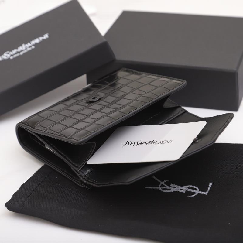 Saint Laurent Monogram Black crocodile-embossed 12 5 10 2 wallet — Top Quality Replica