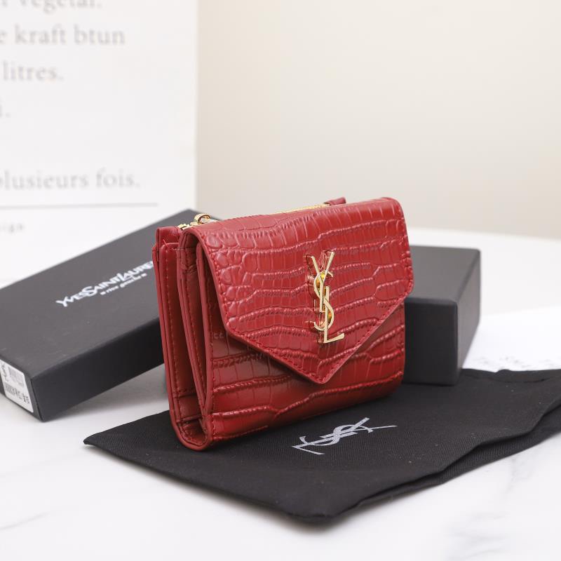 Saint Laurent Monogram Red crocodile-embossed leather 12 5x10x2 wallet — AAA Quality Replica