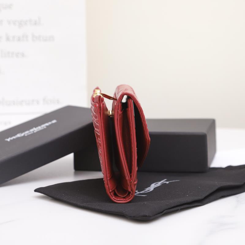 Saint Laurent Monogram Red crocodile-embossed leather 12 5x10x2 wallet — AAA Quality Replica