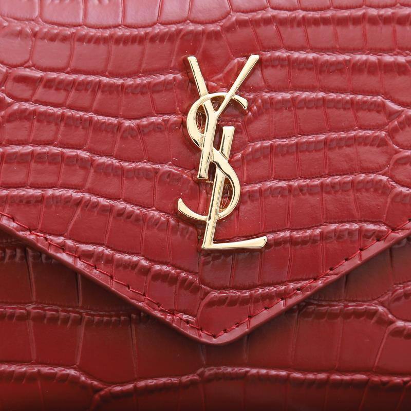 Saint Laurent Monogram Red crocodile-embossed leather 12 5x10x2 wallet — AAA Quality Replica