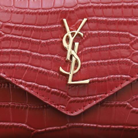 Saint Laurent Monogram Red crocodile-embossed leather 12 5x10x2 5cm wallet AAA Quality Replica