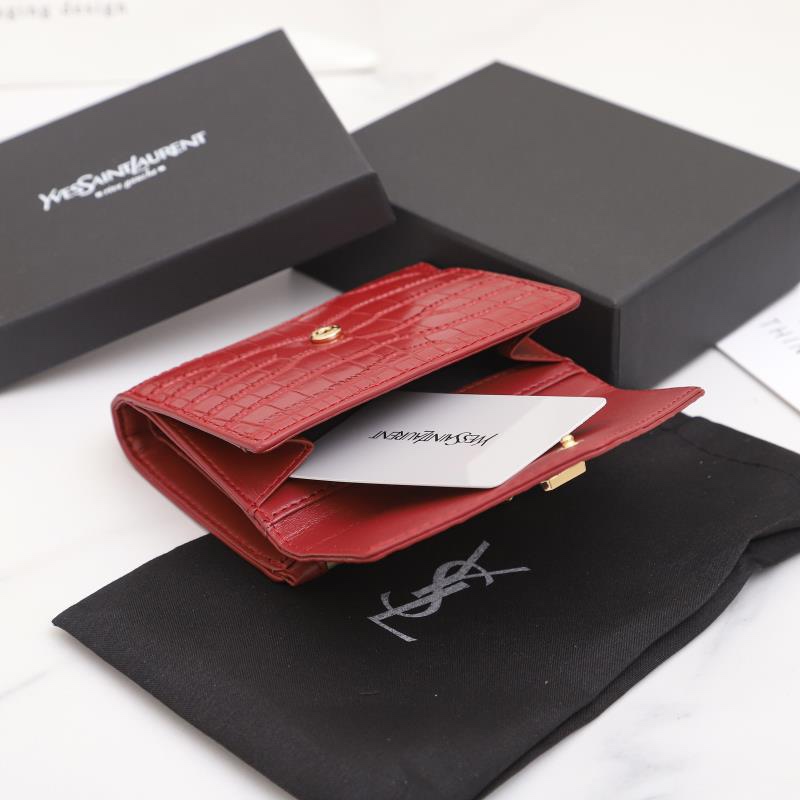 Saint Laurent Monogram Red crocodile-embossed leather 12 5x10x2 wallet — AAA Quality Replica