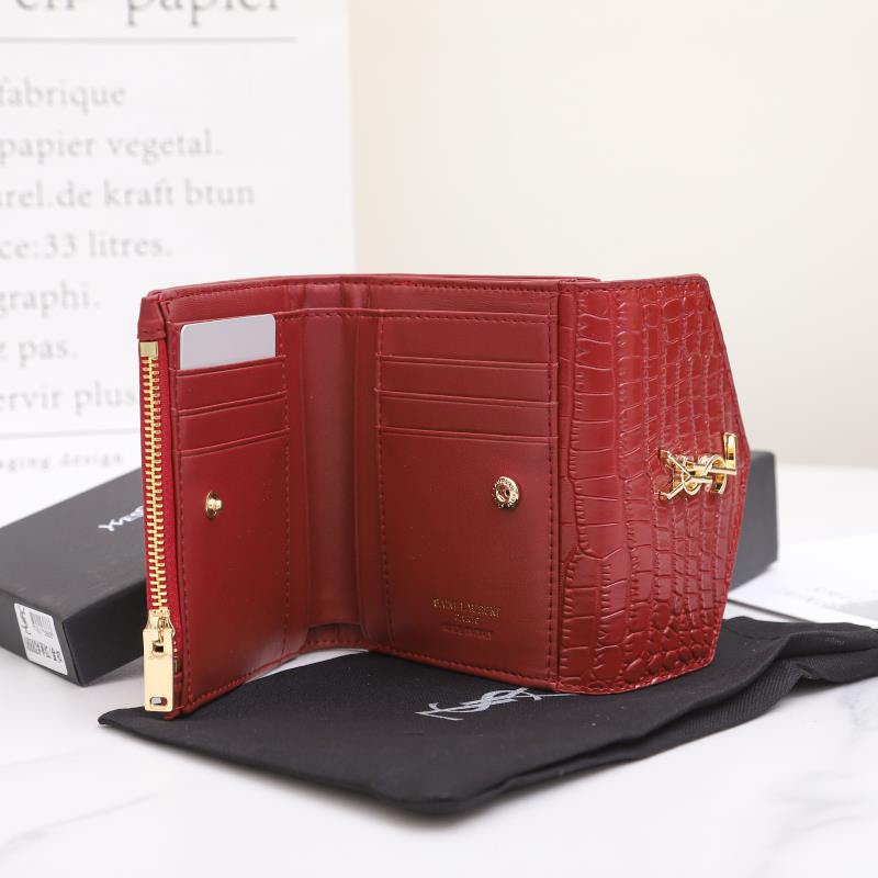 Saint Laurent Monogram Red crocodile-embossed leather 12 5x10x2 wallet — AAA Quality Replica
